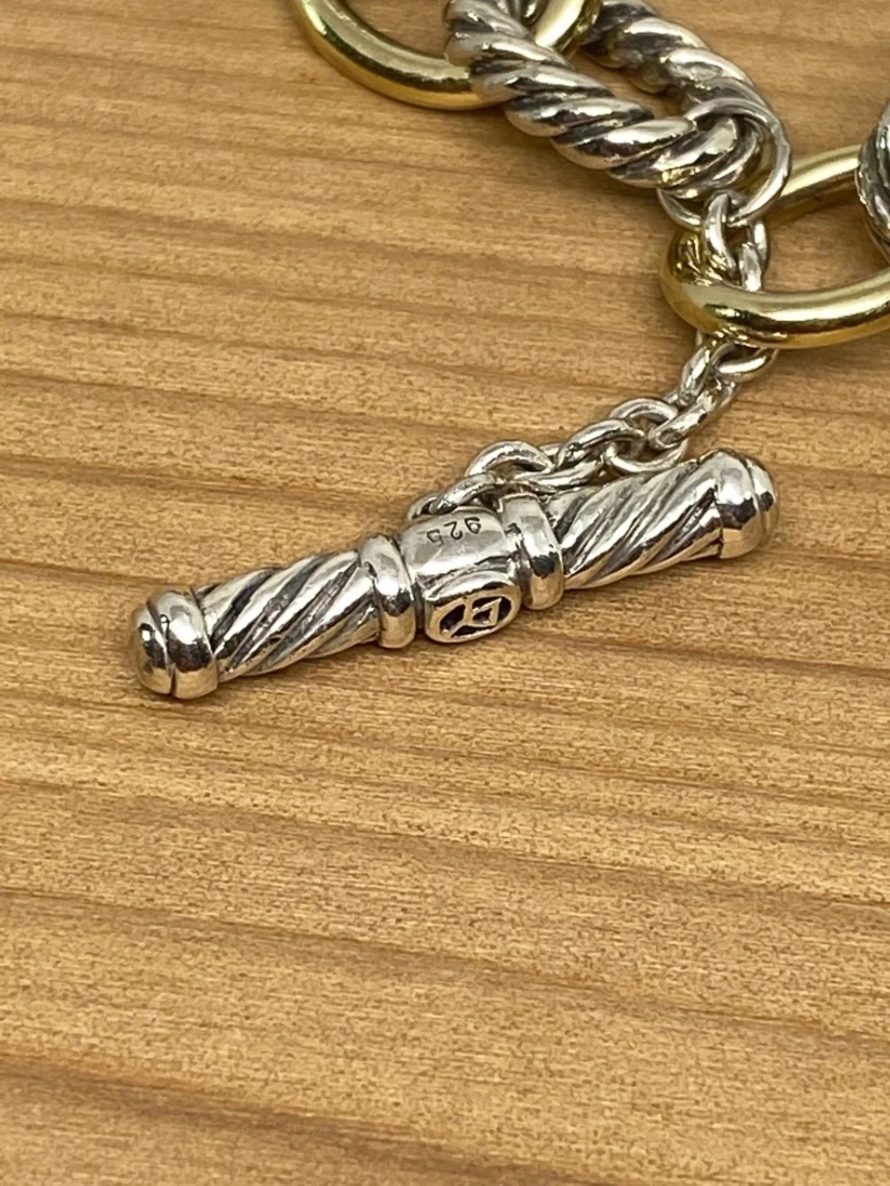 David Yurman 18K Yellow Gold & Sterling Silver Oval Cable Link Bracelet 7.5” - Picture 8 of 10